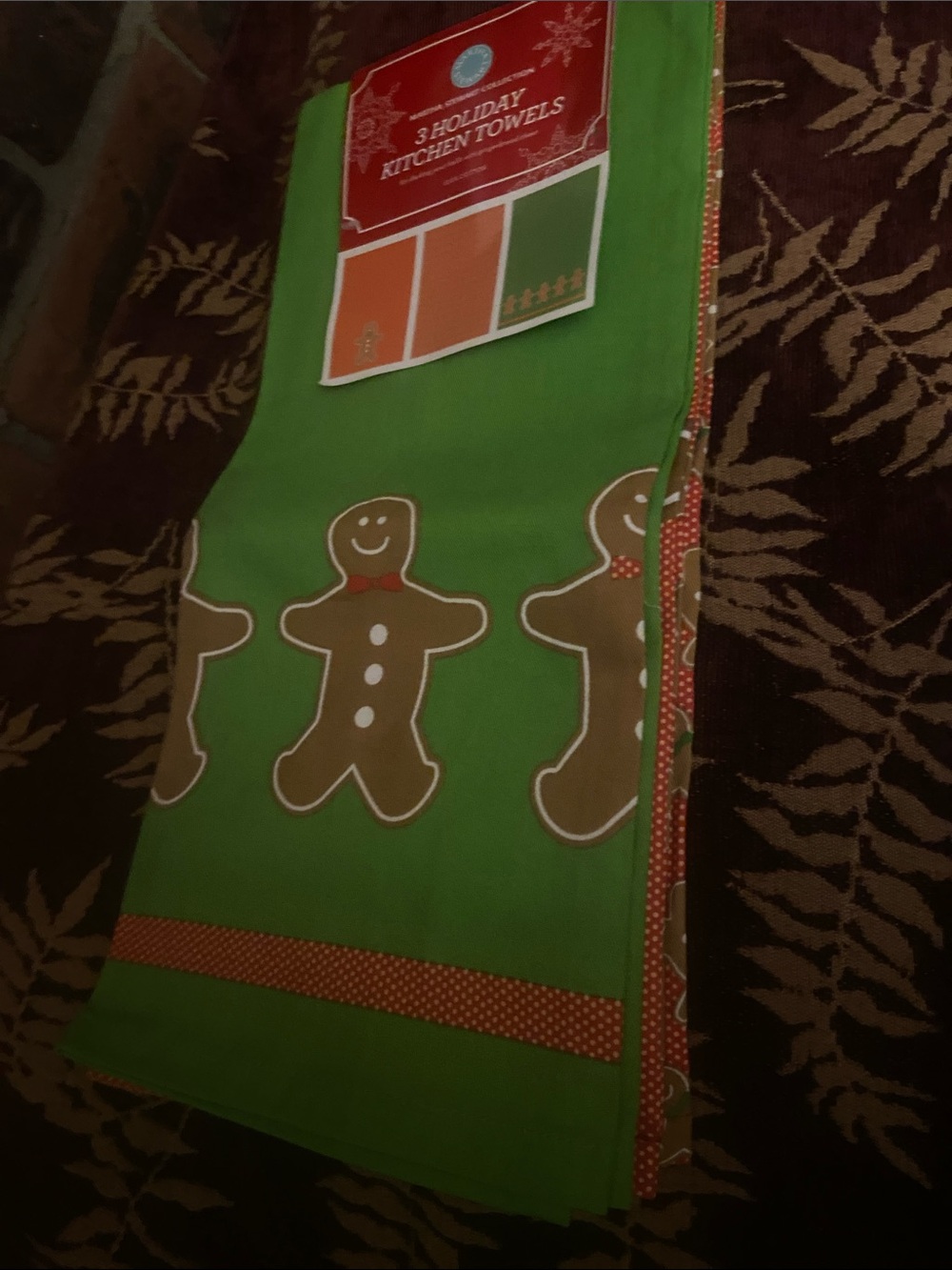 Martha Stewart Holiday Gingerbread Kitchen Towels - Green (Set of 3)